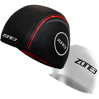 ZONE3 STRAPLESS Neoprene Swimming Cap Black/Red 0